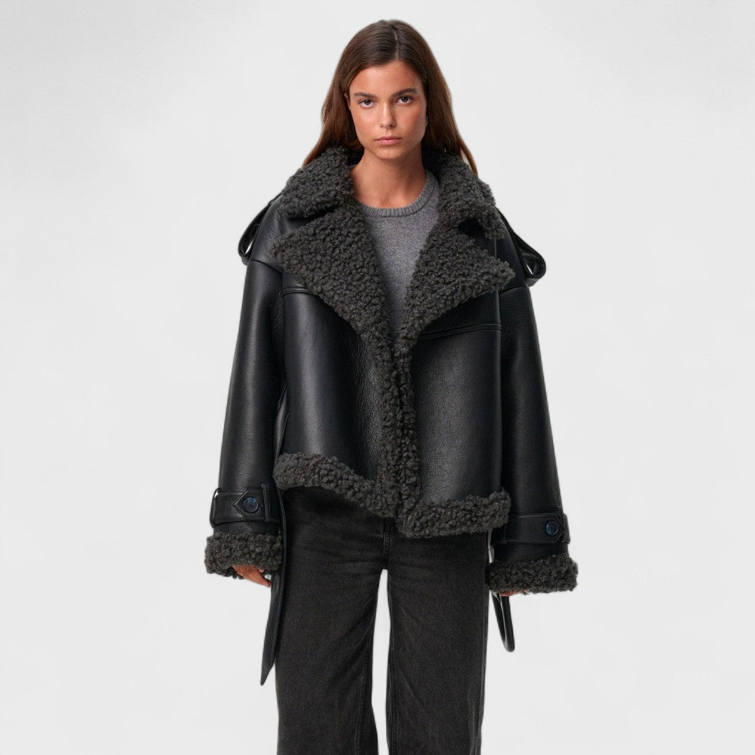 Elvira - Cappotto in Pelliccia di Pecora con Cintura