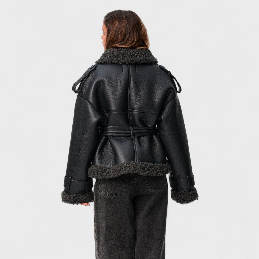 Elvira - Cappotto in Pelliccia di Pecora con Cintura