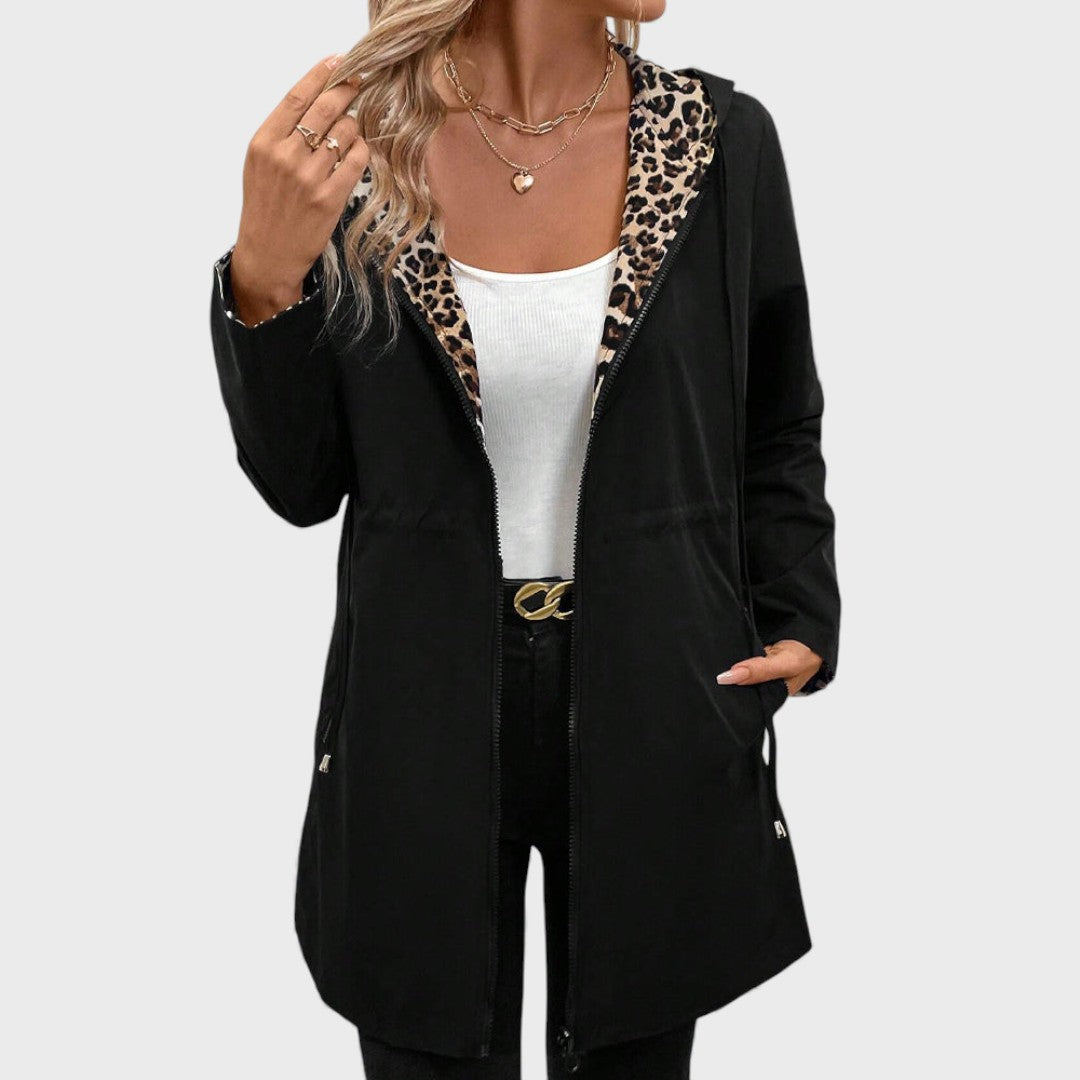 Leo - Cappotto reversibile con cappuccio e stampa leopardo