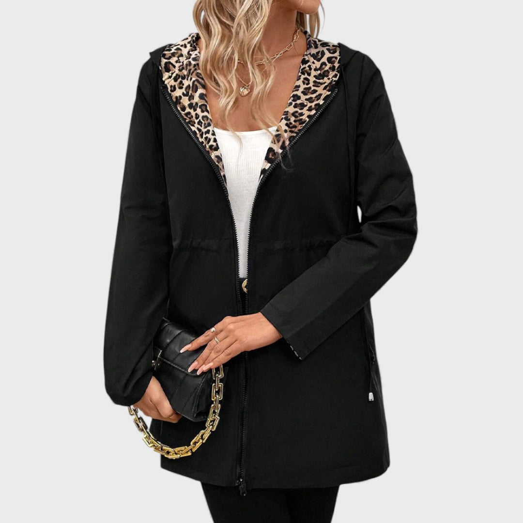 Leo - Cappotto reversibile con cappuccio e stampa leopardo