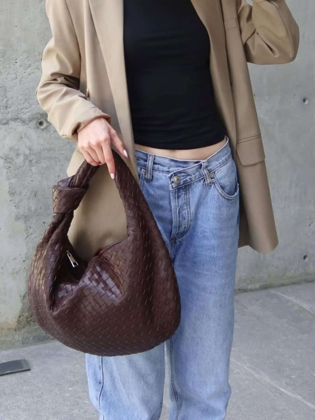 Giselle | Borsa a Spalla Media Intrecciata con Nodo