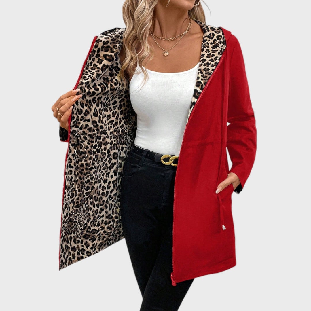 Leo - Cappotto reversibile con cappuccio e stampa leopardo